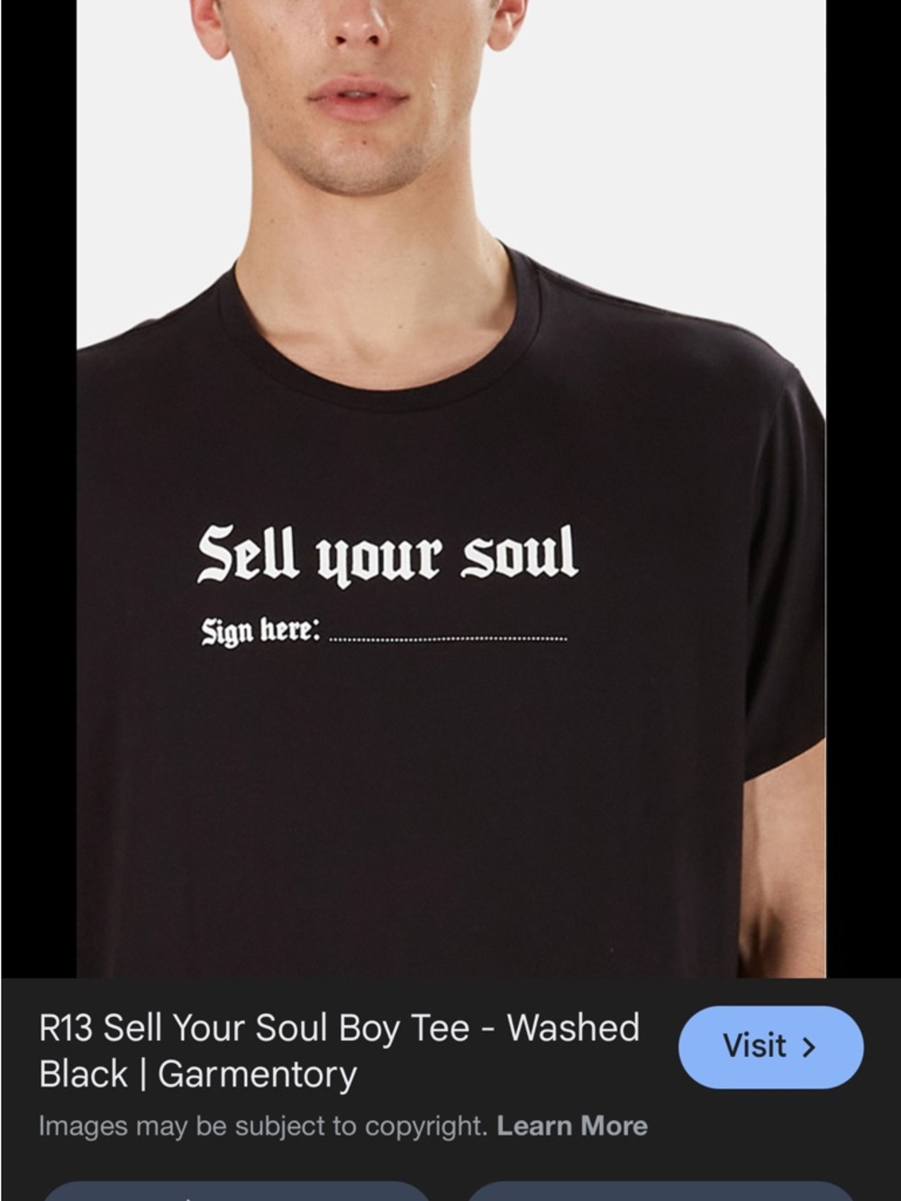 R13 Black 'Sell Your Soul' Graphic Tee